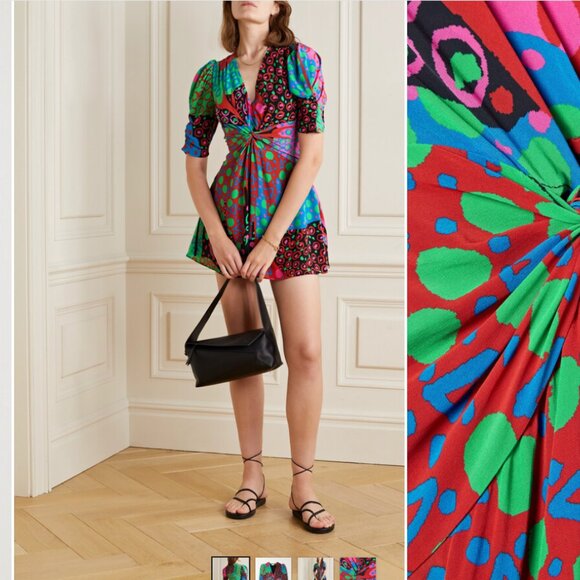 NWT Rhode Leanna Mini Dress - Mixed Print, Twist-Front - Size 14 - Picture 15 of 15